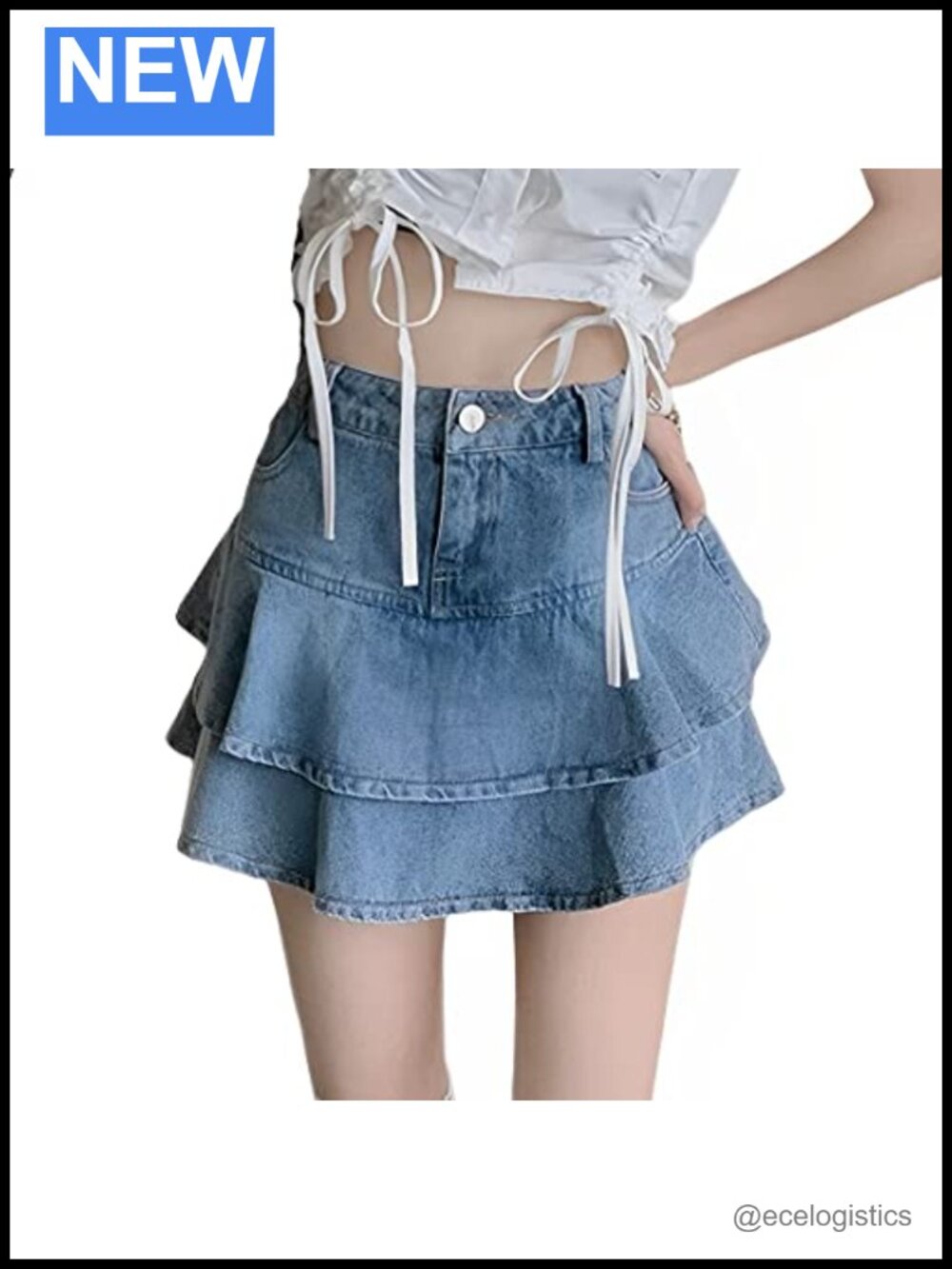 Y2K Kawaii High Waisted Layered Ruffle Denim Short Skirt